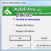Addin Information Lister for Excel 3.0 screenshot